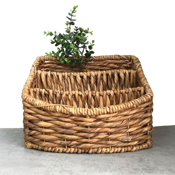 Vintage Wicker Boho Magazine Holder Organizer